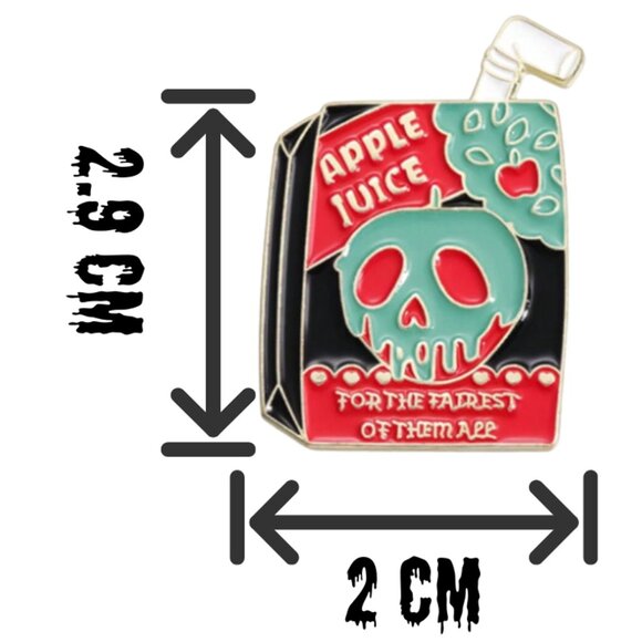 Apple Juice Box Enamel Pin | Poison Apple Design | Fairytale Gothic Collectible - Picture 3 of 4